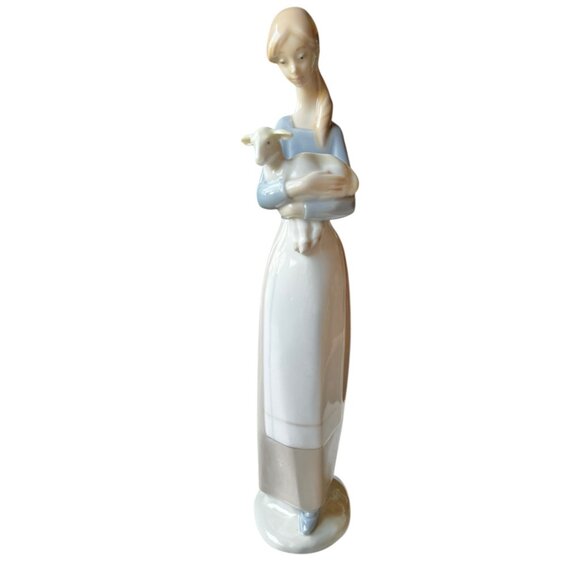Lladro Porcelain Figurine "Girl With Lamb" 10.75" T Collectible Spain Made Art - Picture 2 of 14